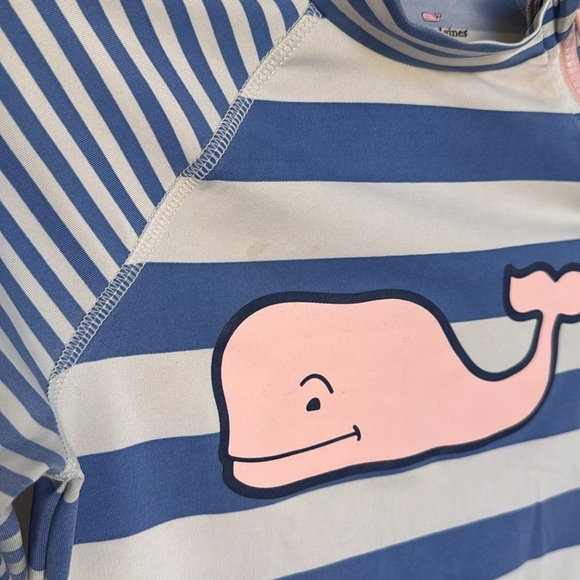 Vineyard Vines Girls Swim Shirt Rashguard 10/12 Sun Protection Pink Blue Stripe - Picture 2 of 12